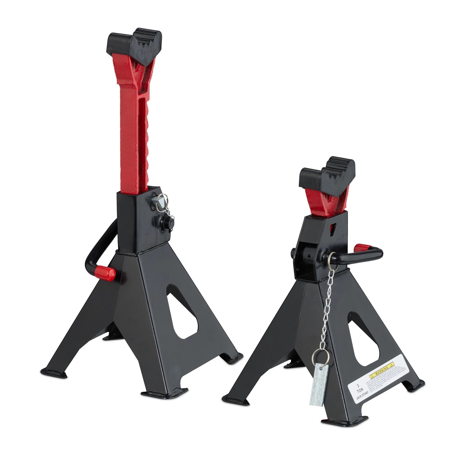 Relaxdays Unterstellbock 2er Set Stahl Gusseisen Schwarz Rot Höhenverstellbar Rutschfest 19,5 cm x 19,5 cm 2,4 kg