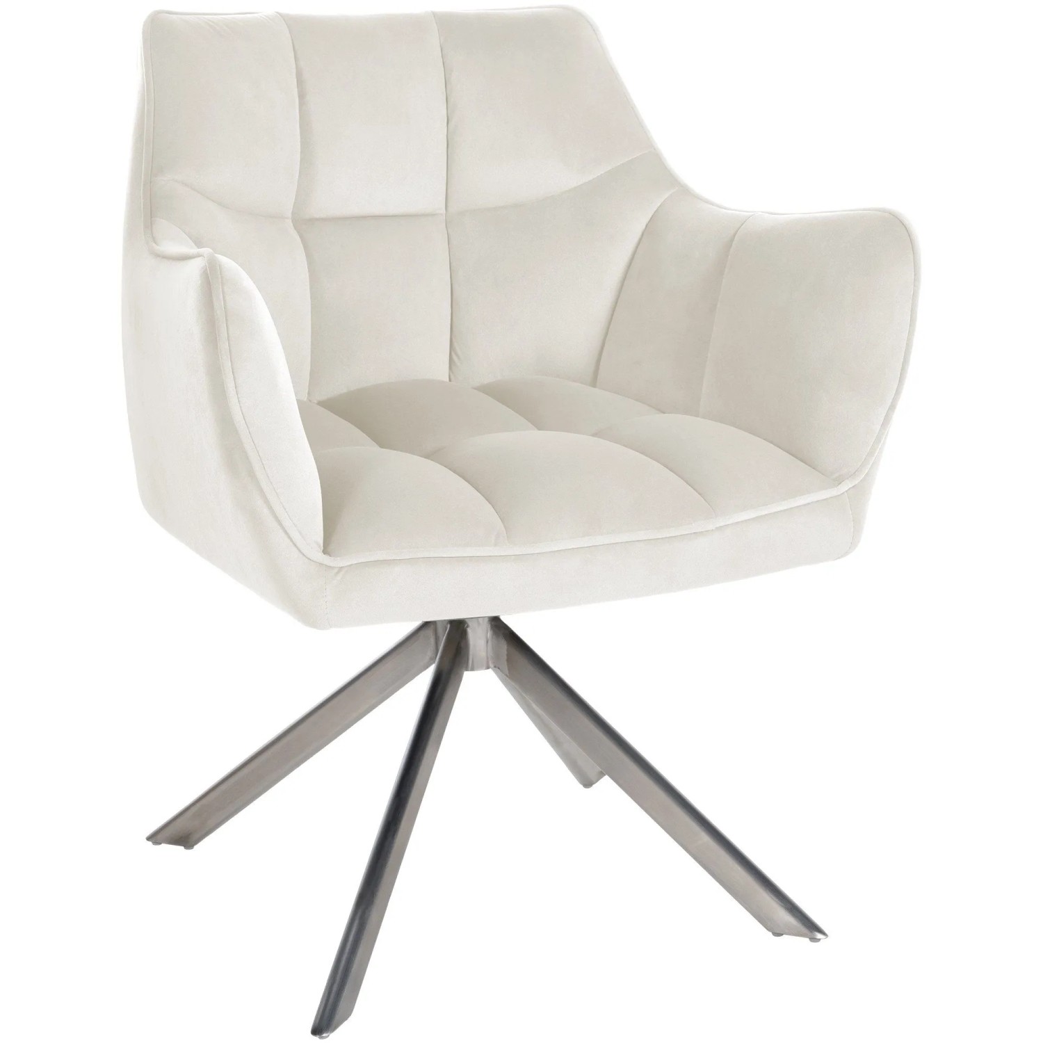 DELUKE Esszimmerstuhl SWING Samt Edelstahl 81x67x58cm Creme Samt Metall Gestell Stühle Esszimmerstühle Esstisch Küchenstuhl
