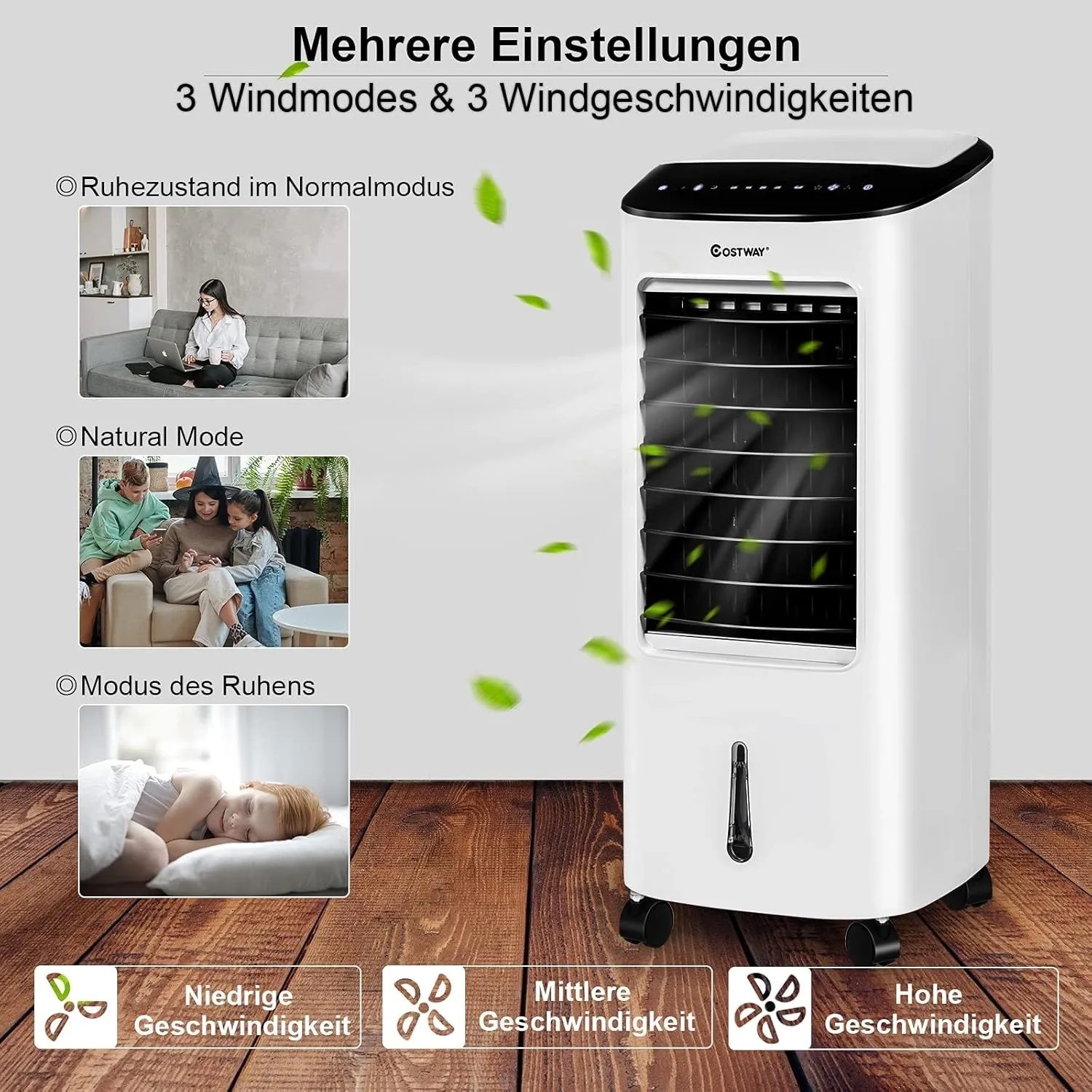 Costway Mobile Klimaanlage Ohne Abluftschlauch 3 In 1 Klimagerät 7 L Wassertank_5