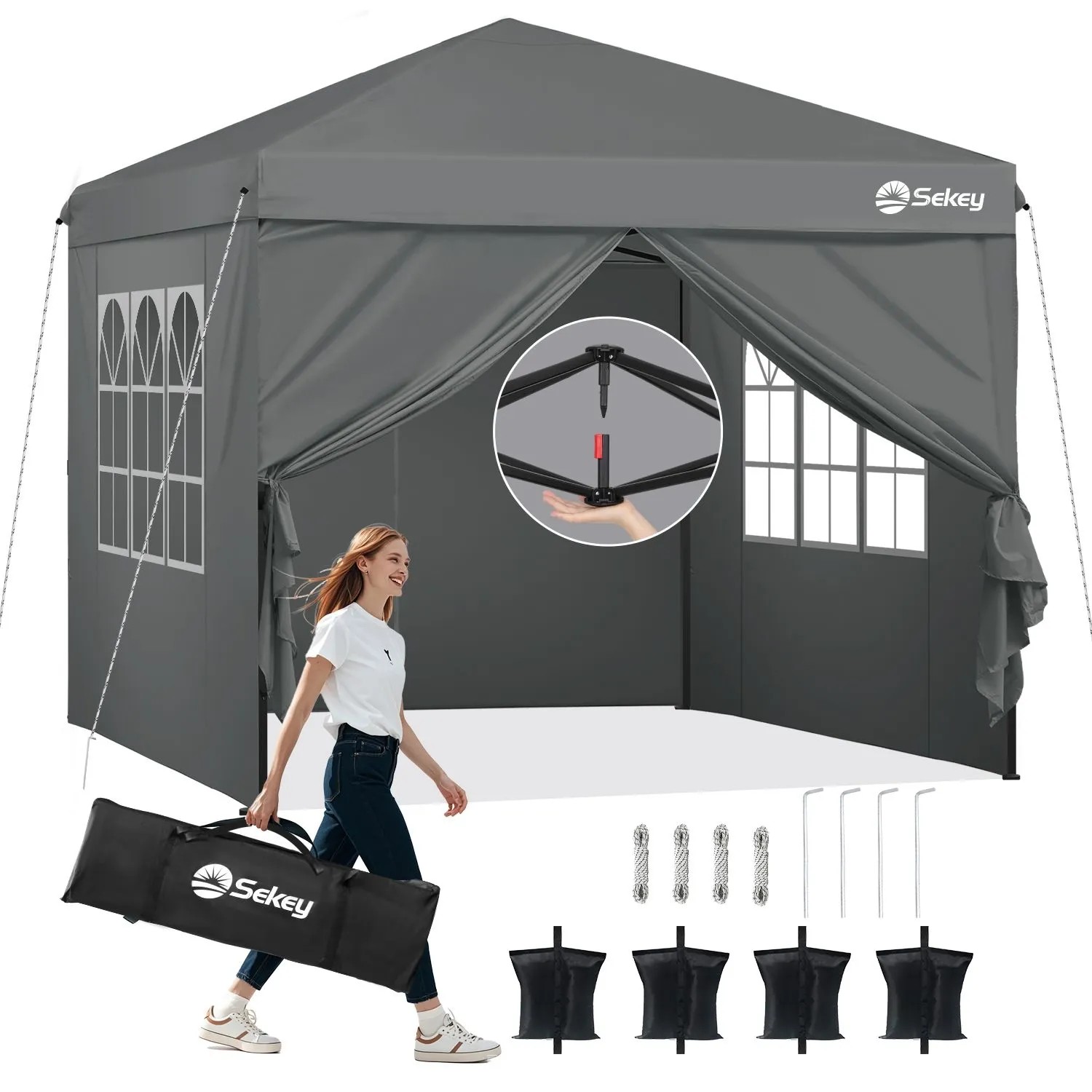 Sekey Premium Pop Up Pavillon 3x3 Grau