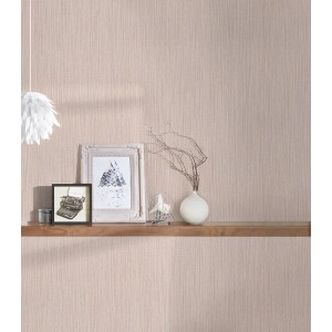 A.S. Création Vliestapete Streifen in Rosa-Grau an Wand mit Deko.