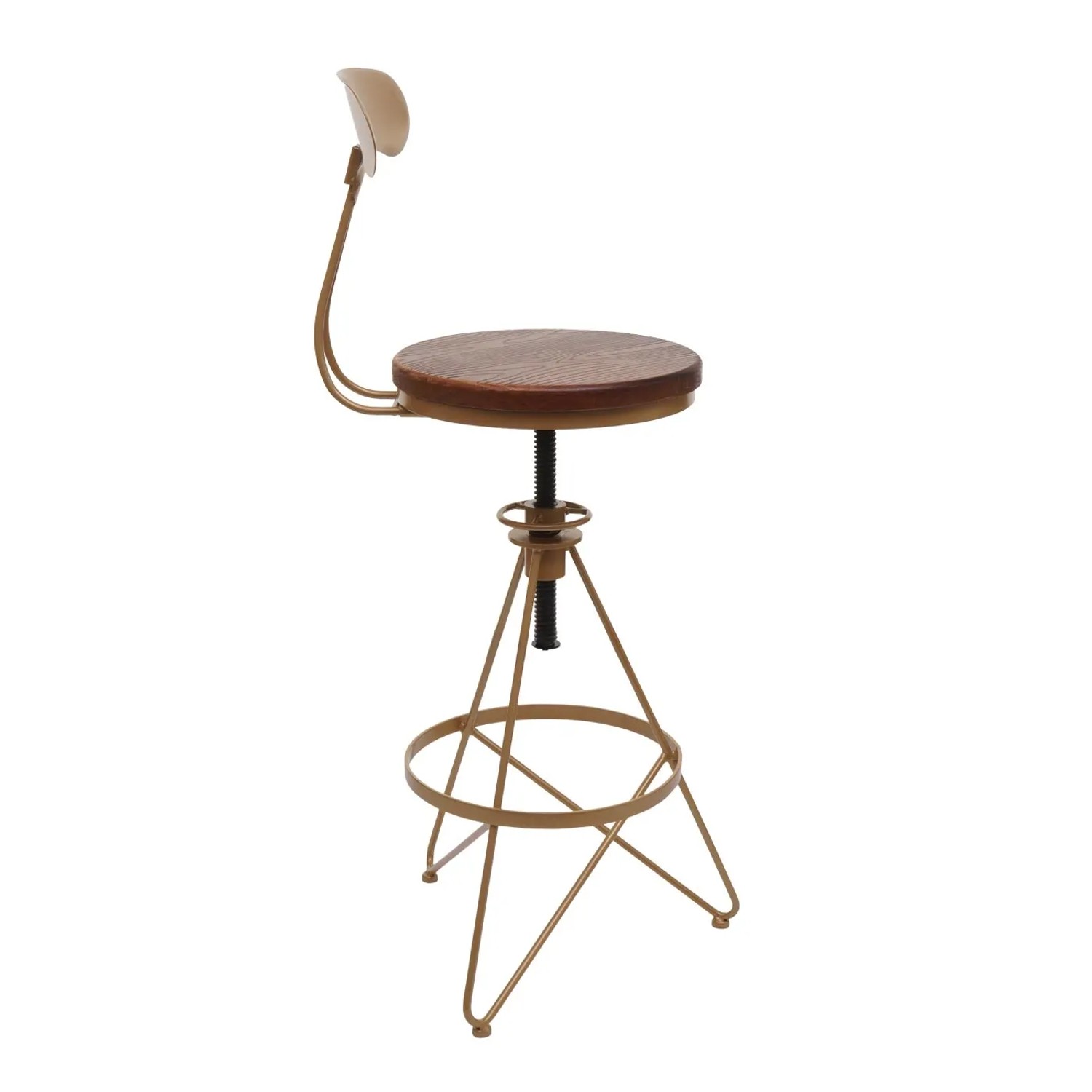 2er Set: Barhocker N18 in Braun/Gold, höhenverstellbar, mit Fußablage. Ideal für Küche und Bar.