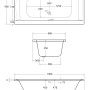 Technische Zeichnung Ottofond Whirlpool-Komplettset Rosa 190x90 cm, Maße und Ansichten.