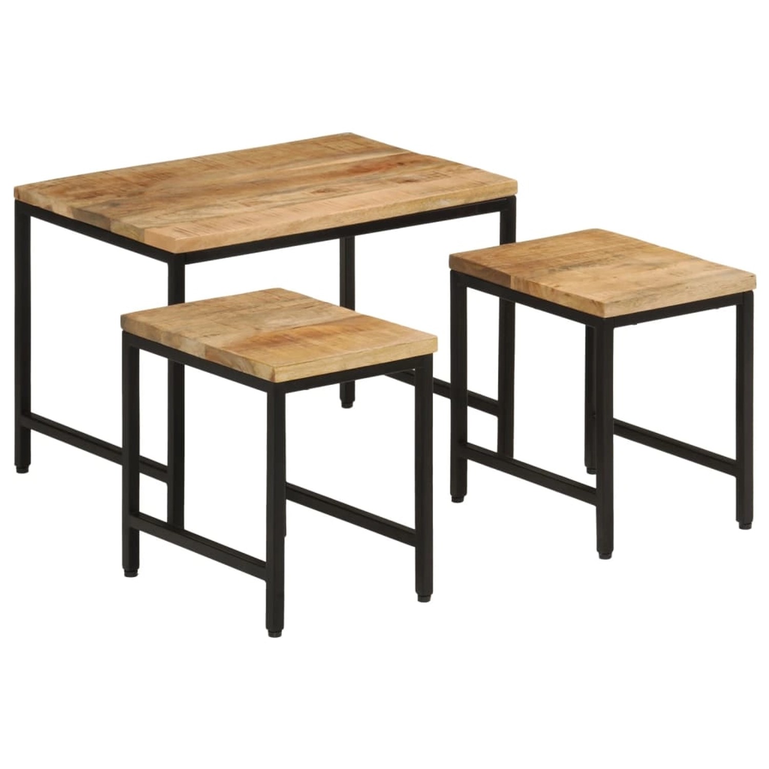 vidaXL Satztische 3 Stk. Raues Massivholz Mango und Eisen 372731 günstig online kaufen