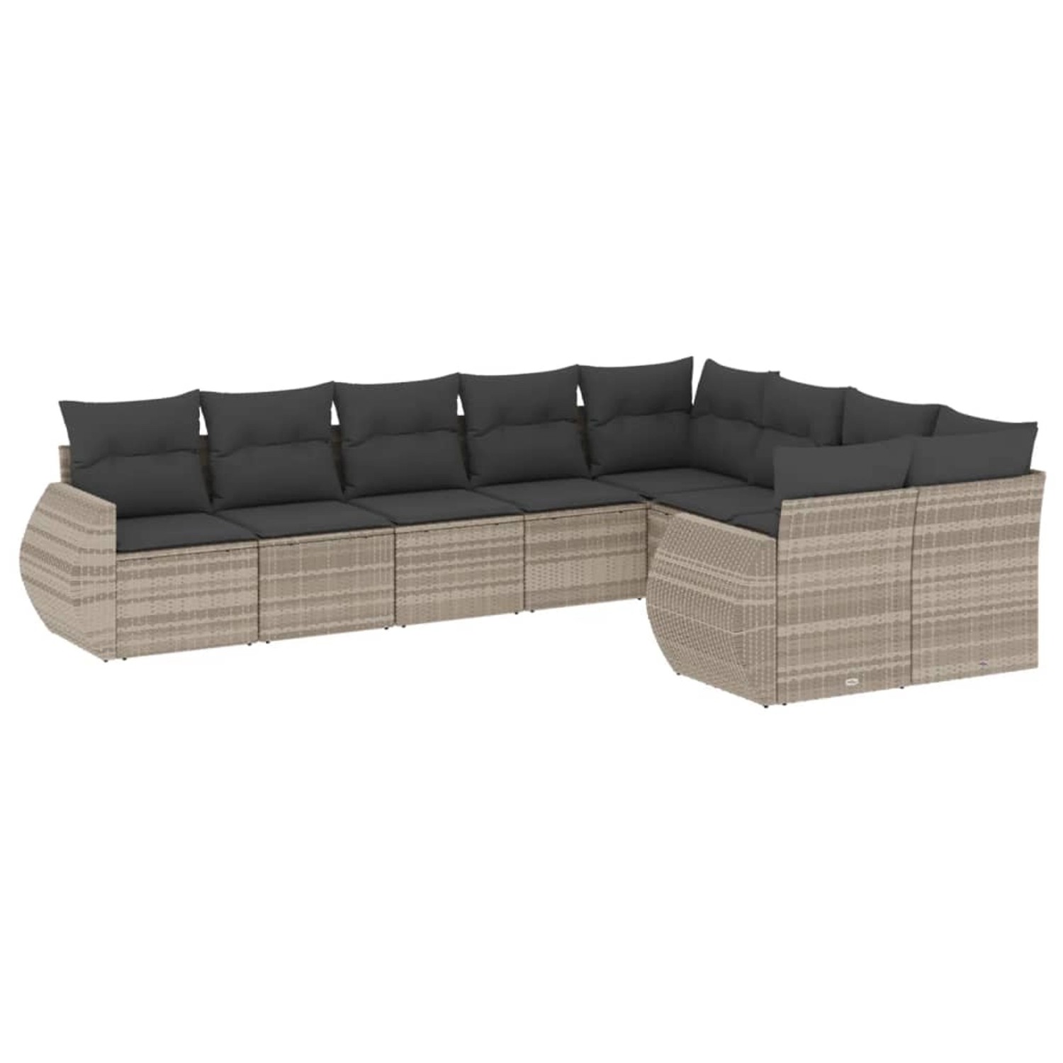 vidaXL 9-Tlg Garten-Sofagarnitur mit Kissen Hellgrau Poly Rattan 3254179 günstig online kaufen