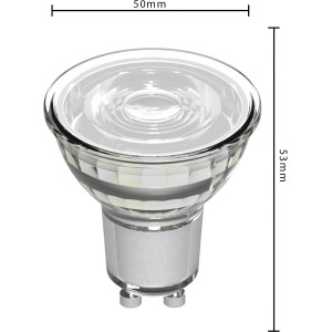 GU10 LED Spot MR16, 3W, warmweißes Licht, nicht dimmbar, Durchmesser 5 cm.
