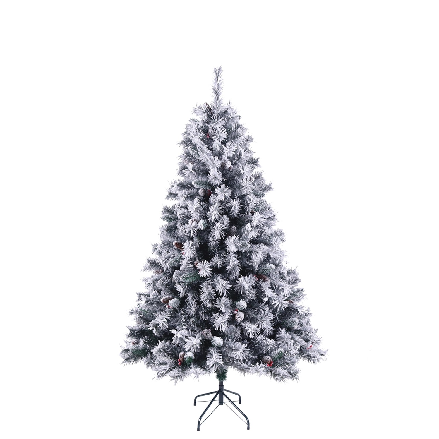 Svita Weihnachtsbaum Künstlich Schnee Mit Tannenzapfen Und Beeren 661 Zweig-Spitzen Inkl. Ständer Luvi-Nadeln 180cm