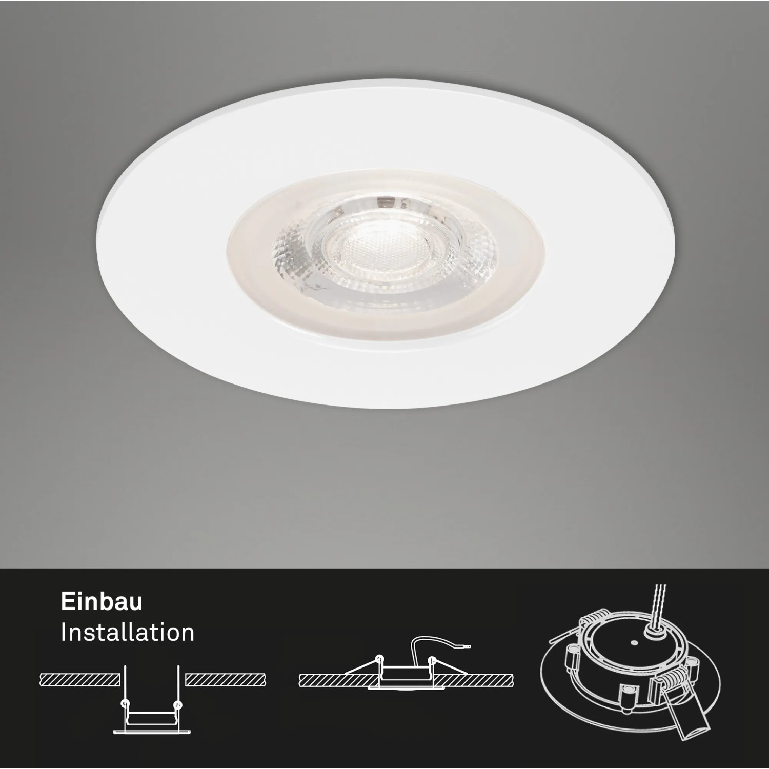 Brilo LED-Einbauleuchte Kulana, 3er-Set, dimmbar, weiß. Einbaustrahler für Decken.
