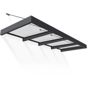 Palram Canopia Vordach Sophia XL, 3,8 m, schwarz-transparent, für Terrassen & Hauseingänge.