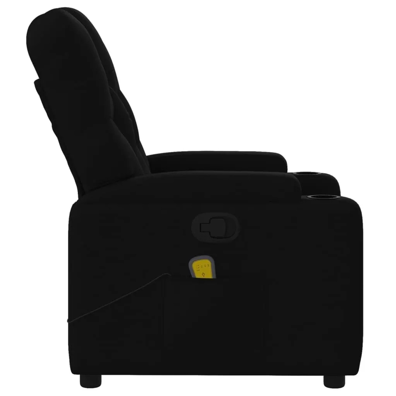 Schwarzer Relaxsessel mit Massagefunktion und Getränkehalter von vidaXL.