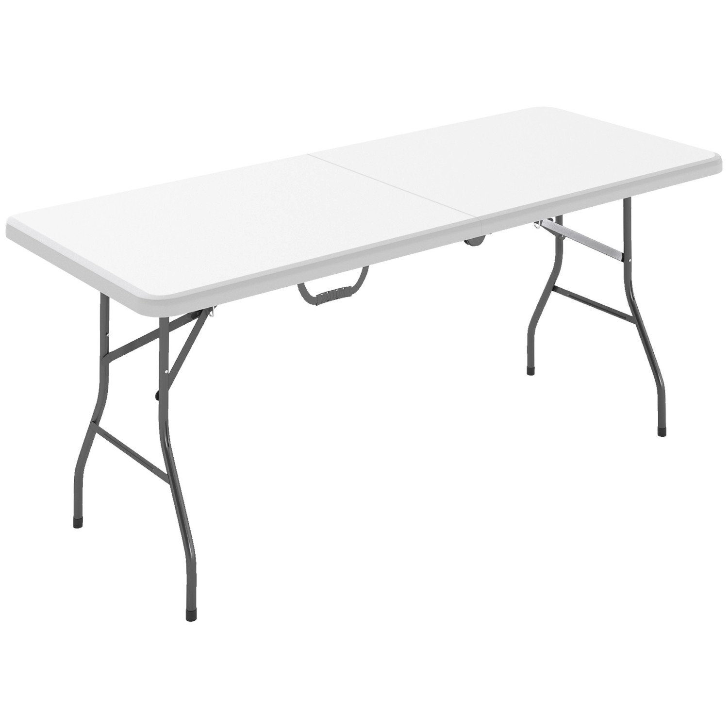 Outsunny Campingtisch Metall HDPE Weiß 180L x 74B x 74H cm günstig online kaufen