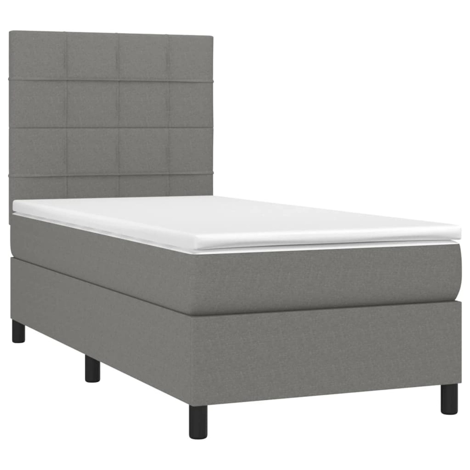 vidaXL Boxspringbett mit Matratze & LED Dunkelgrau 100x200 cm Stoff 3134854