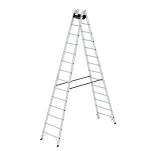 PROREGAL Sprossen-Stehleiter, 2x14 Sprossen, Aluminium Leiter für Profis.