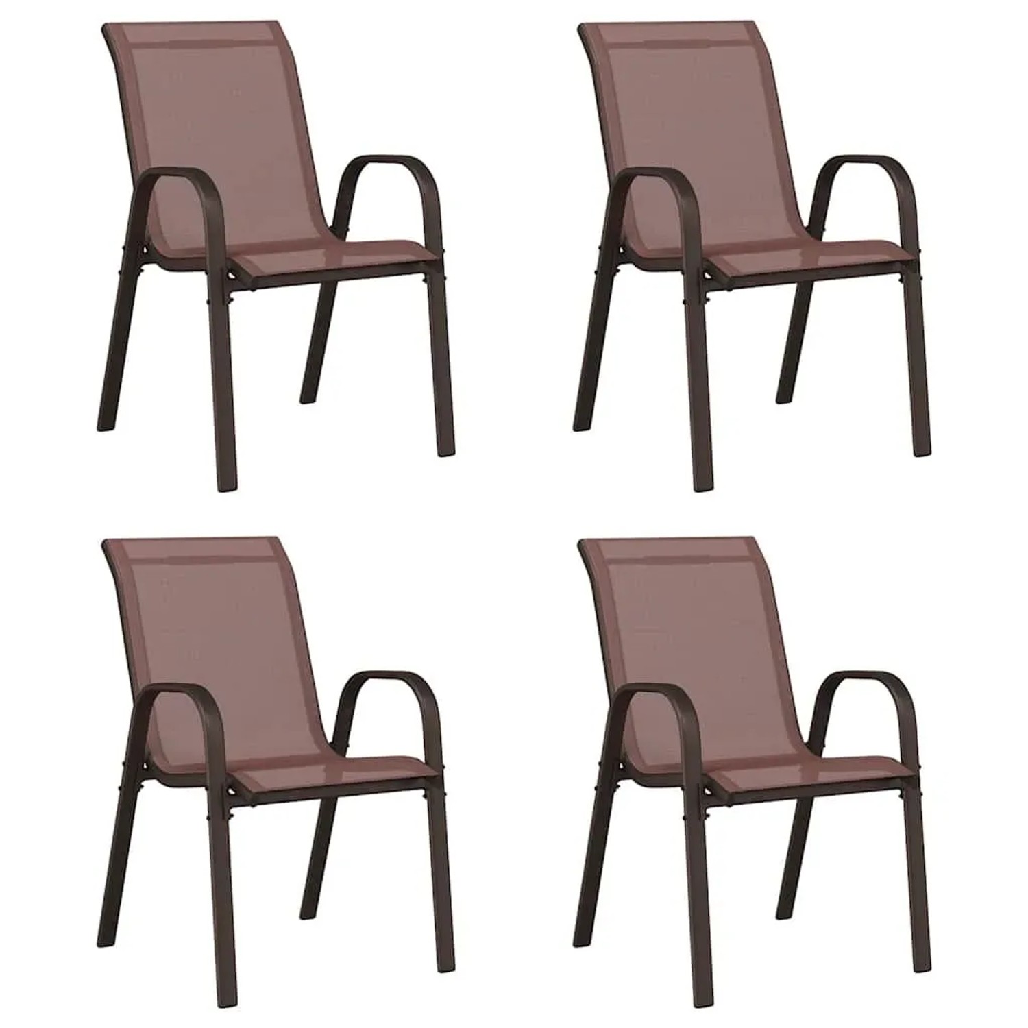 Furnicato Stapelbare Gartenstühle 4 Stk  Braun Textilene