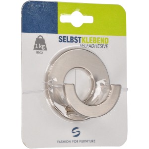 Siro Haken 2332, selbstklebend, Edelstahlfarbig, glänzend, Ø 60 mm.