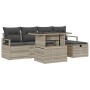 Hellgraues 6-tlg. vidaXL Garten-Sofa-Set aus Poly Rattan mit Kissen.