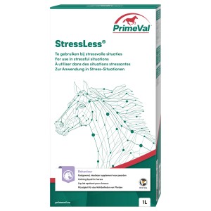 PrimeVal Stressless Liquid für Pferde, 1 Liter. Beruhigendes Ergänzungsfuttermittel für stressige Situationen.