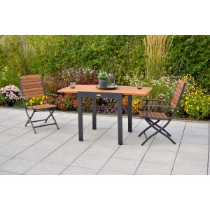 Merxx Gartenmöbelset Santorin mit Klappsesseln und ausziehbarem Balkontisch.