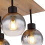 Globo Moitas Deckenleuchte, 4-flammig, schwarz matt, Rauchglas. Moderne Lampe für Wohnräume.