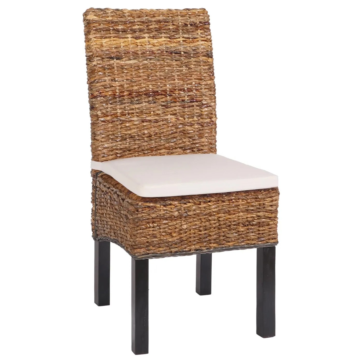Esszimmerstuhl Loiret im 6er-Set, dunkles Bananenblatt-Geflecht mit Kissen.