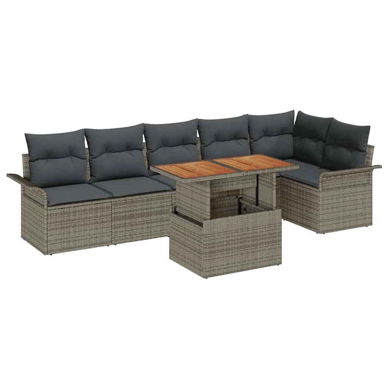 vidaXL Garten-Sofa-Set mit Speicher 7-Tlg Grau Poly Rattan 3358078 günstig online kaufen
