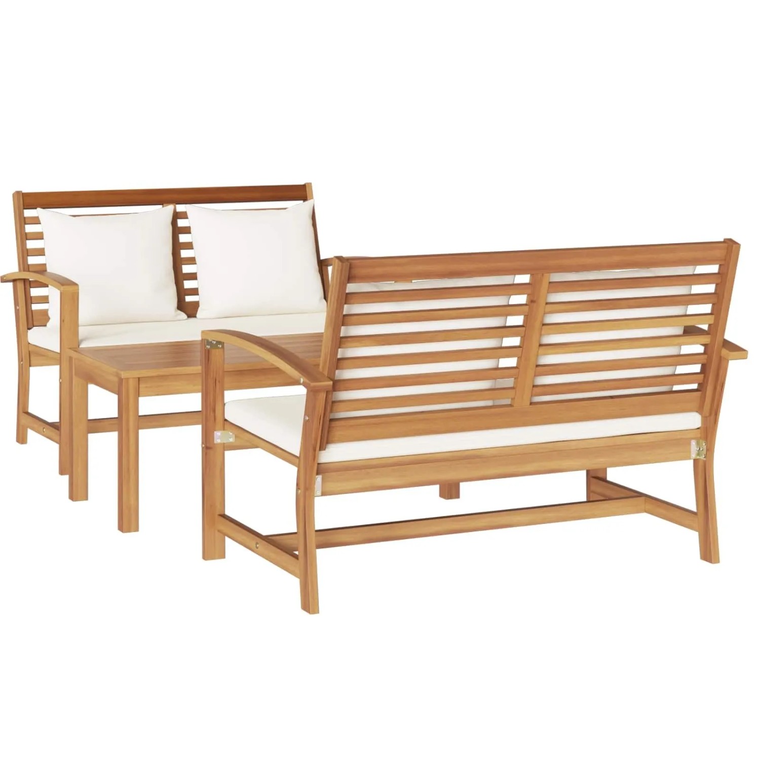 vidaXL Gartensofa-Set 3 Stk Natur Massivholz Teak 3356856