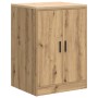 vidaXL Werkzeugschrank Artisan-Eiche, Kiefer Massivholz, mit zwei Türen und schwarzen Griffen.