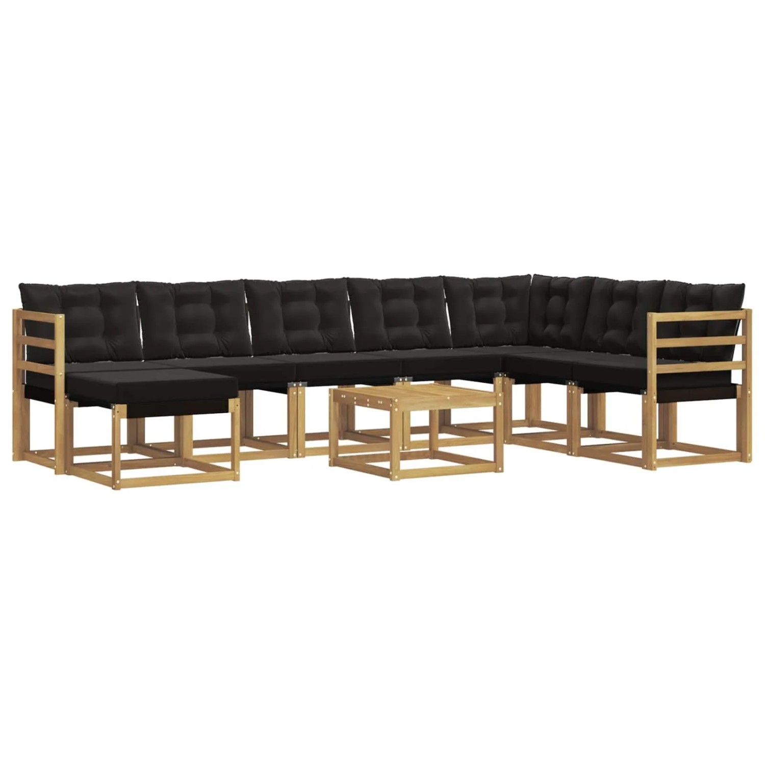 vidaXL Outdoor-Sofagarnitur mit Kissen 9-Tlg Weiß und Schwarz 3389778