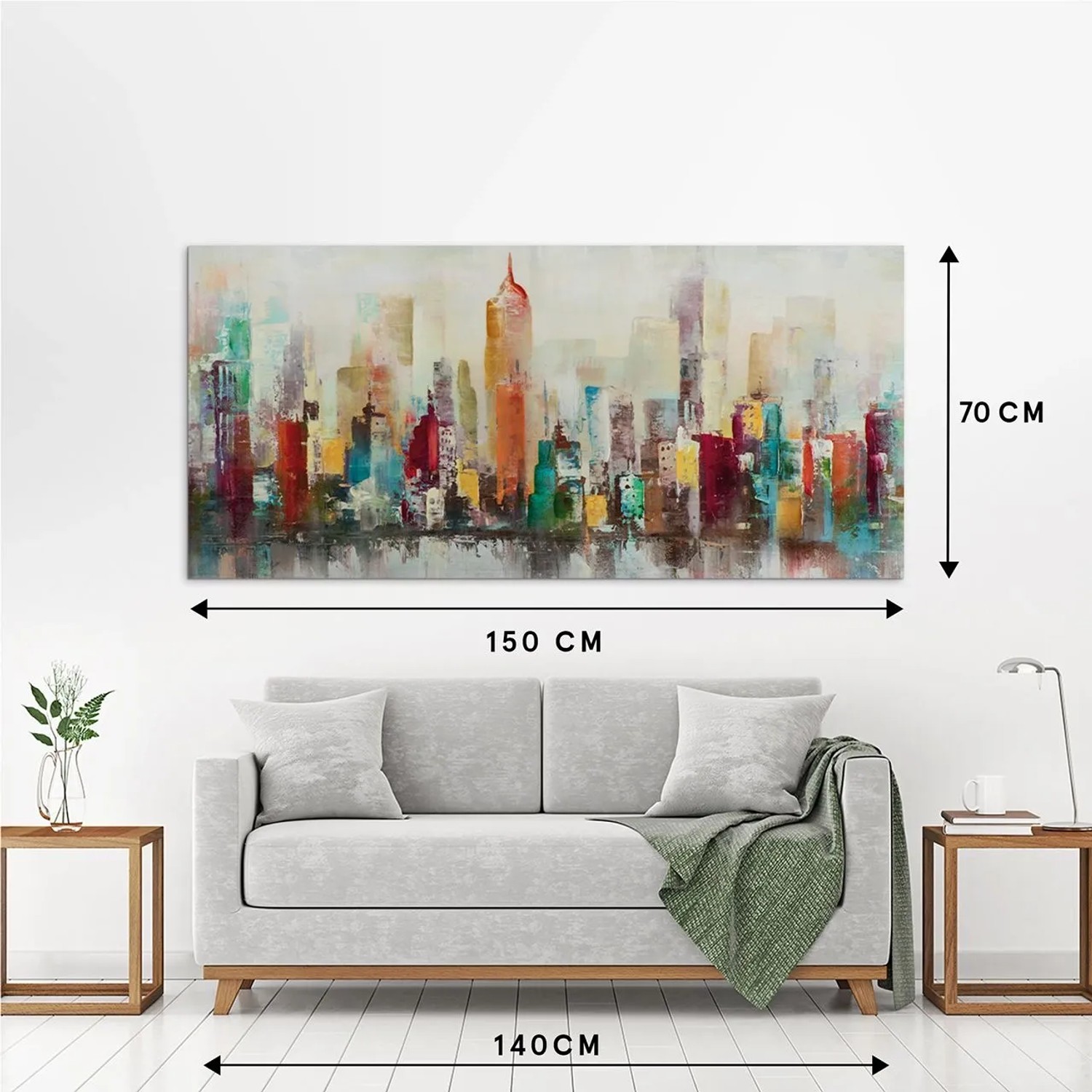 Art Universe Leinwandbild Farbenfrohe Skyline 70x150 cm