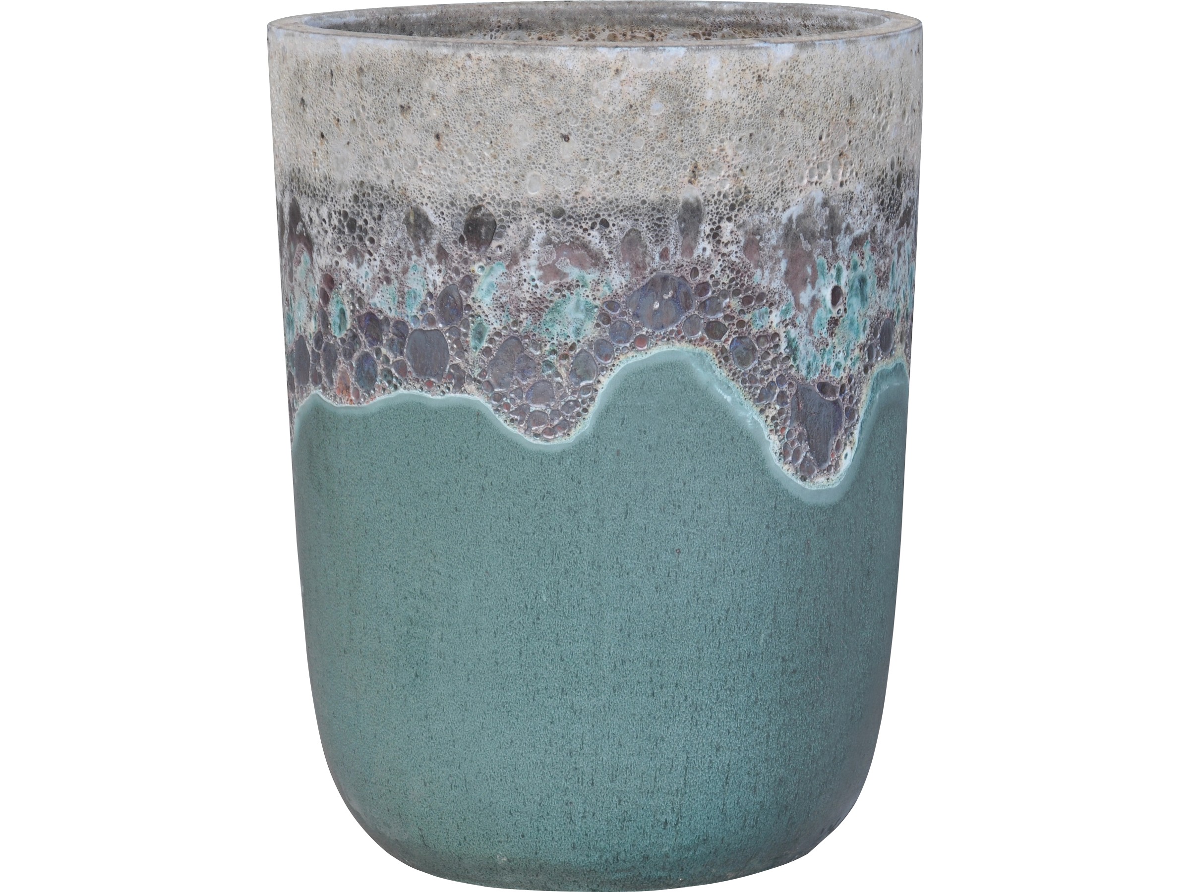 INNA-Glas Keramik Pflanztopf 28 Cm – Olivgrün Matt, Höhe 25 Cm, Übertopf