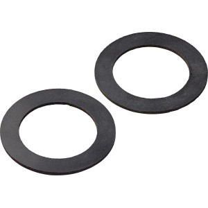 Zwei schwarze Stopfventildichtungen, Ø 42 mm x Ø 62 mm, für Siphons.