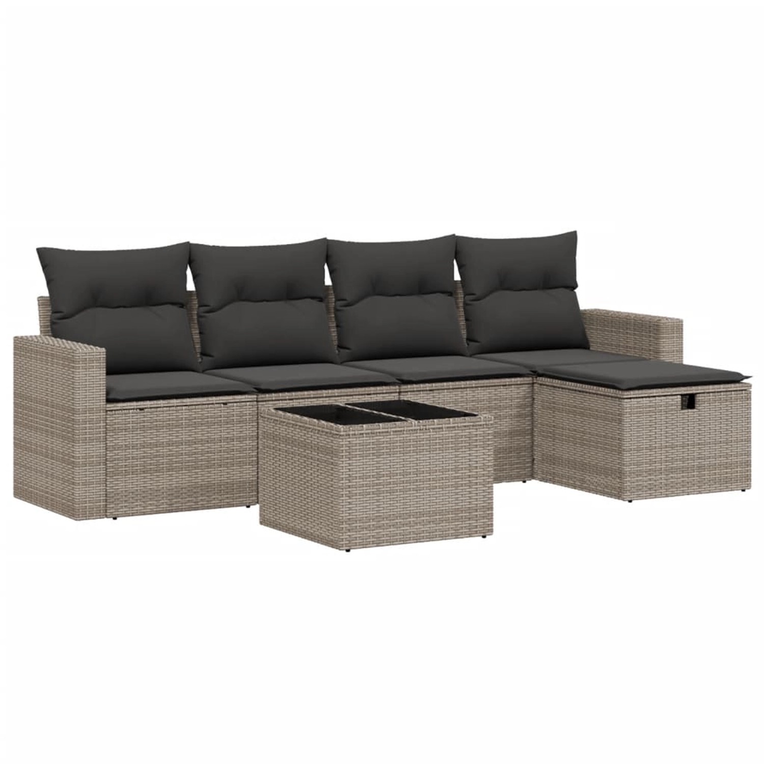 vidaXL 6-Tlg Garten-Sofagarnitur mit Kissen Grau Poly Rattan 3263476 günstig online kaufen