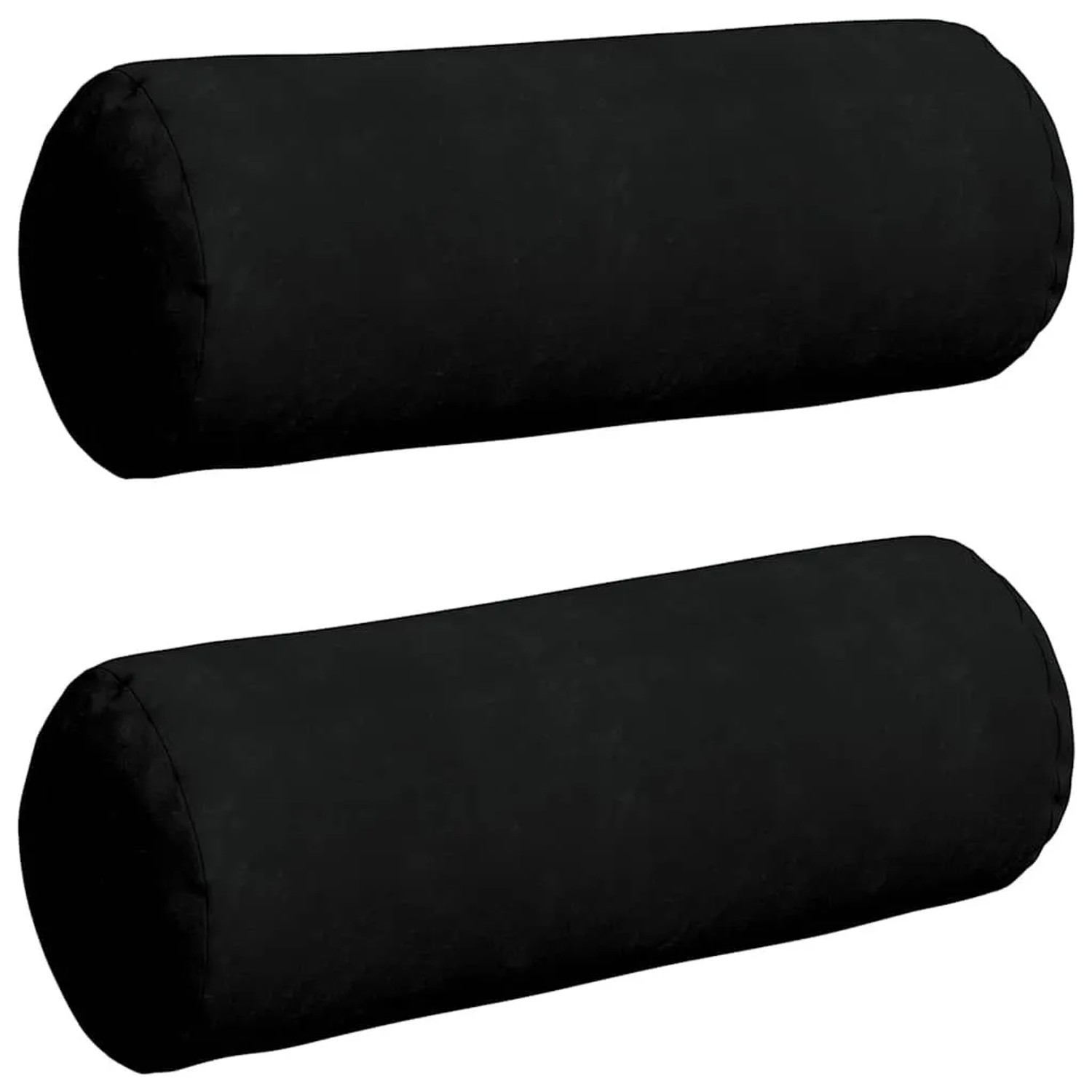 vidaXL Bolsterkissen 2 Stück Schwarz Ø 25 x 70 cm Mikrofaserstoff 42014343