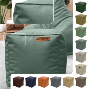 Green Bean Sitzhocker Cube 40 x 40 x 40 cm Leder mit EPS-Perlen-Füllung Taubenblau