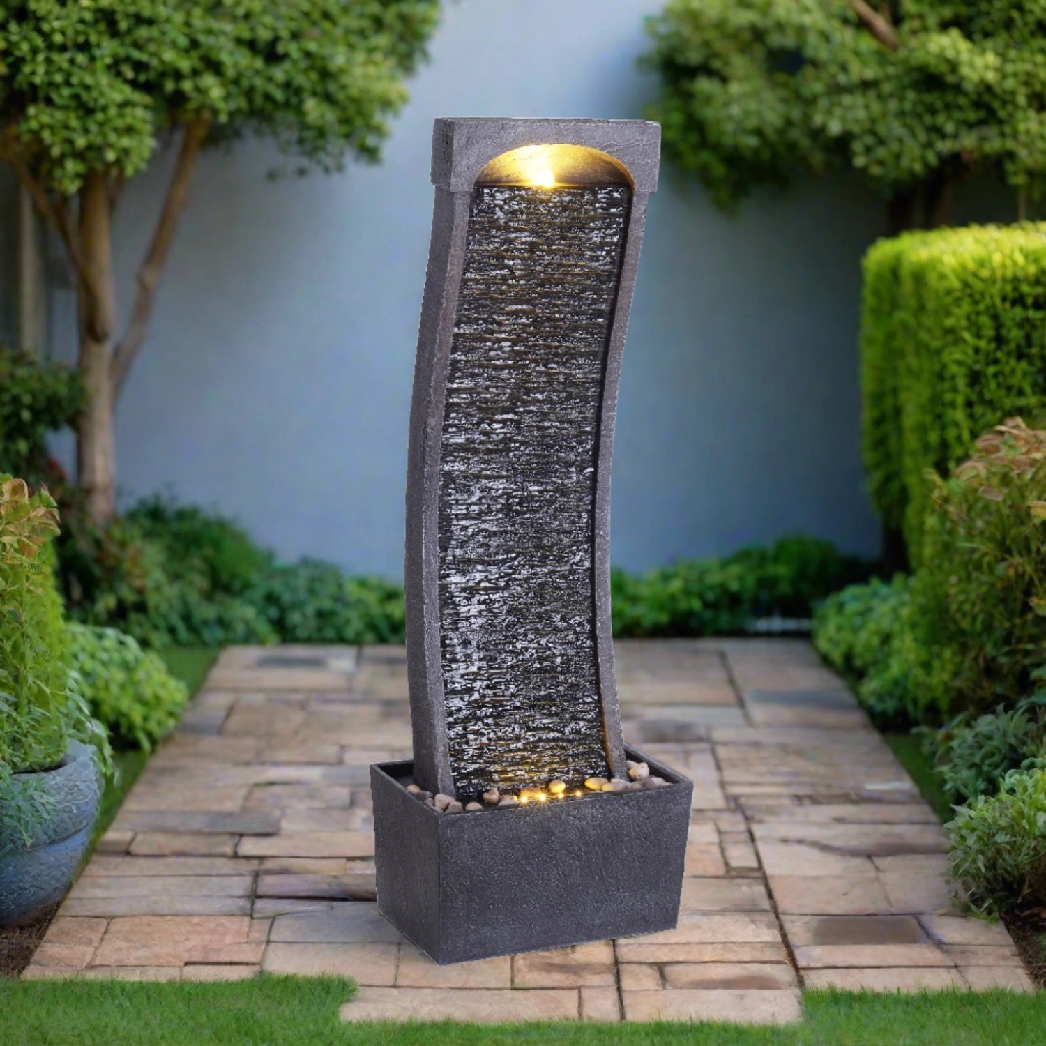 Teamson Home 98 cm Indoor Garten Modern Gebogener Wasserfall Brunnen