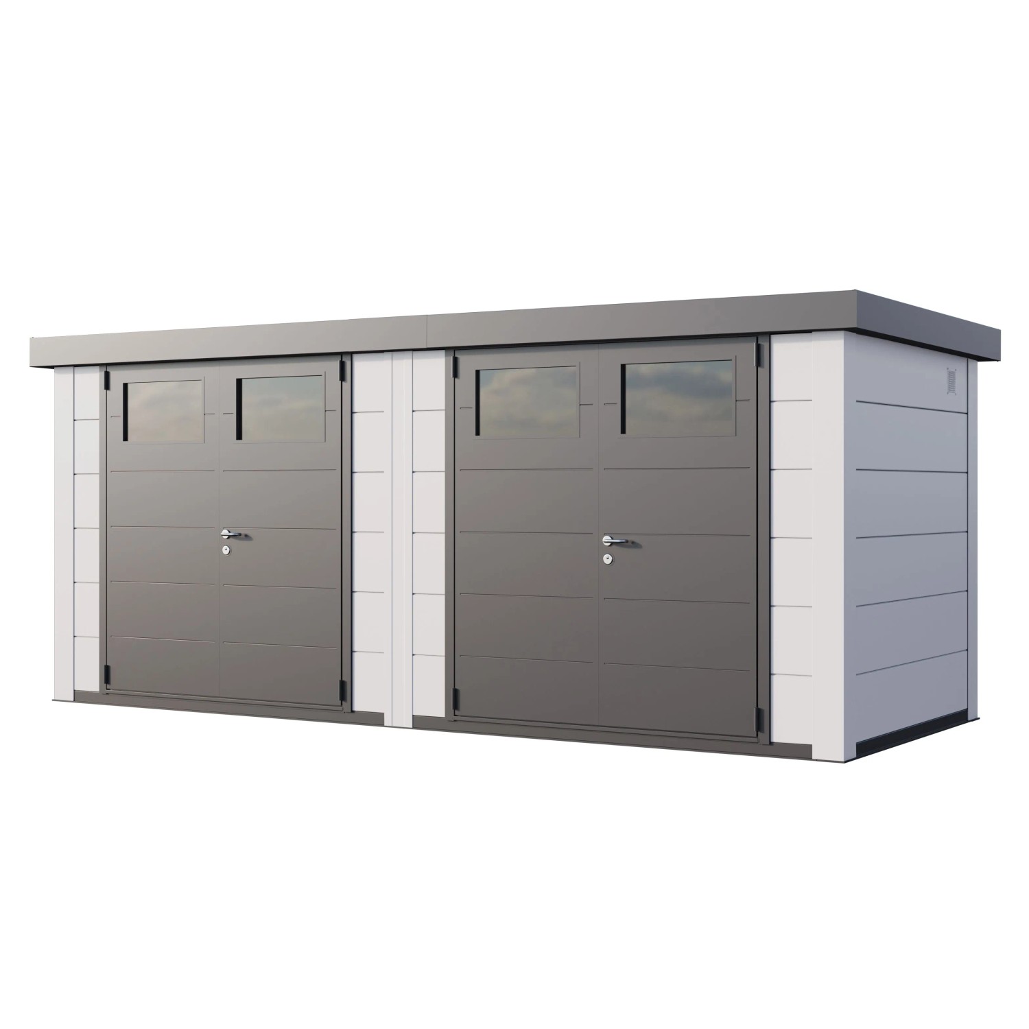 Gerätehaus Duo 2721 mit Weiße Ecken 522 cm x 208 cm Weiß günstig online kaufen