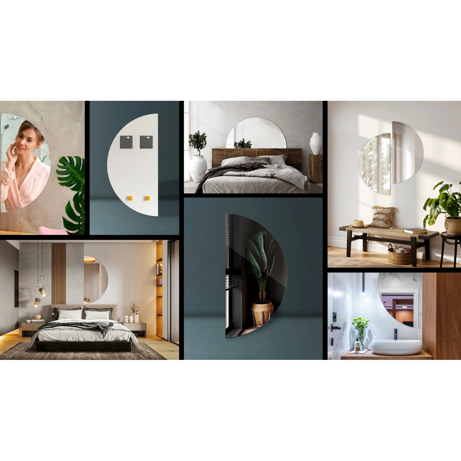 Tulup Spiegel Halbrunder Spiegel 40 cm x 80 cm Halbmondspiegel Badezimmerspiegel Halbkreisspiegel Design Wandspiegel_7