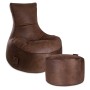 Sitting Point Hocker Cuba, 60 l, braun, mit passendem Fußhocker. Bequemer Sitzsack aus Lederimitat.