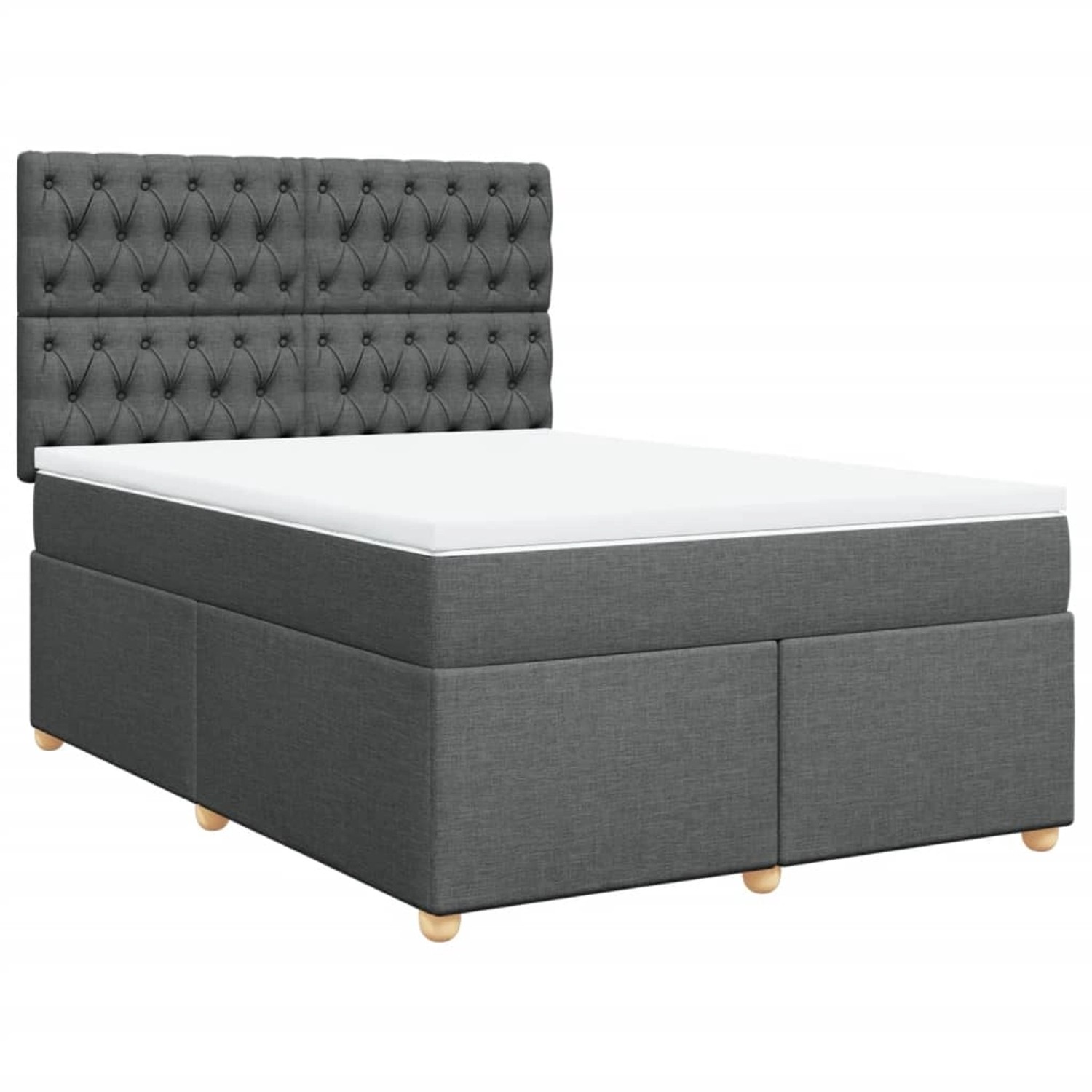 vidaXL Boxspringbett mit Matratze Dunkelgrau 160x200 cm Stoff 3291339