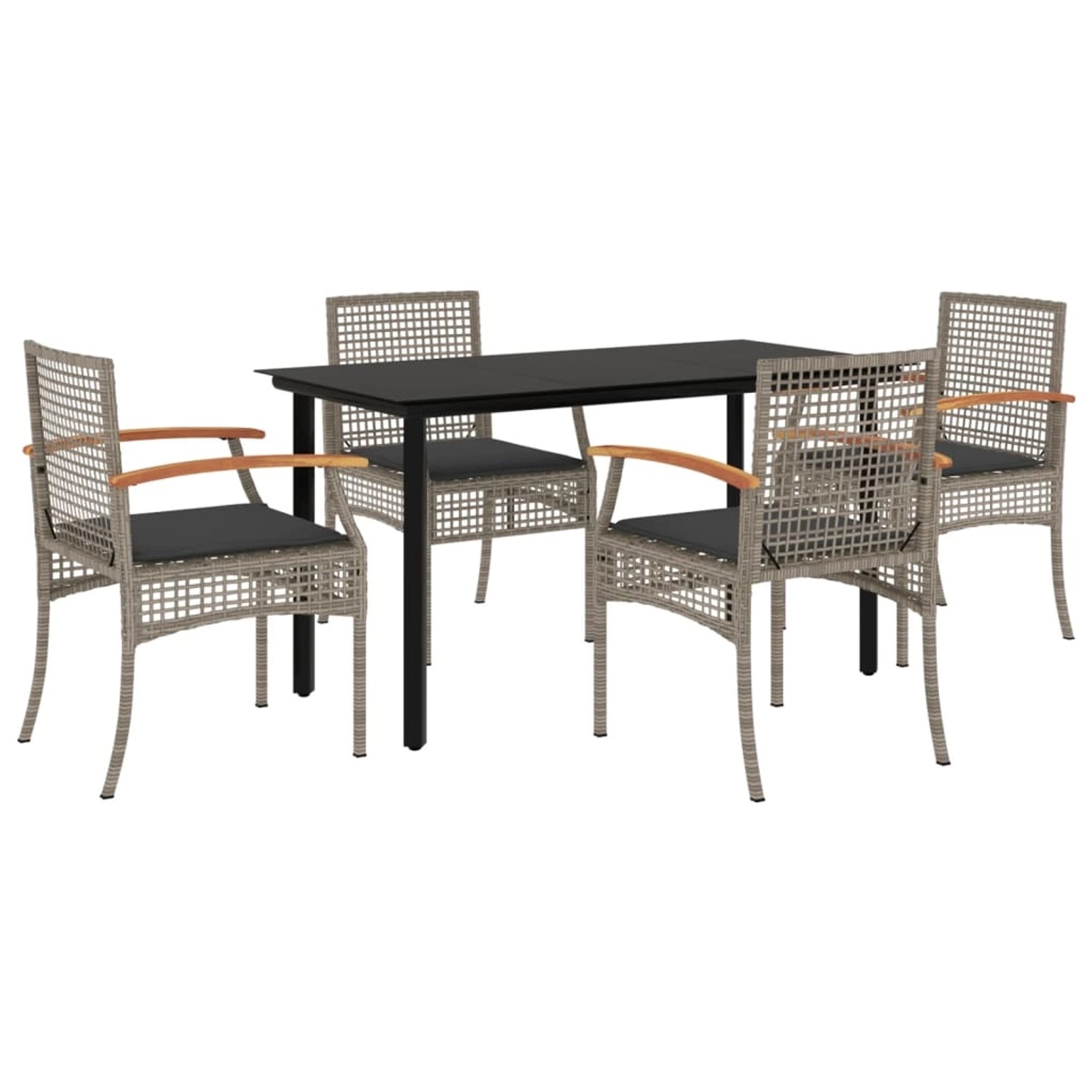 vidaXL 5-Tlg Garten-Essgruppe mit Kissen Grau Poly Rattan 3213619 günstig online kaufen