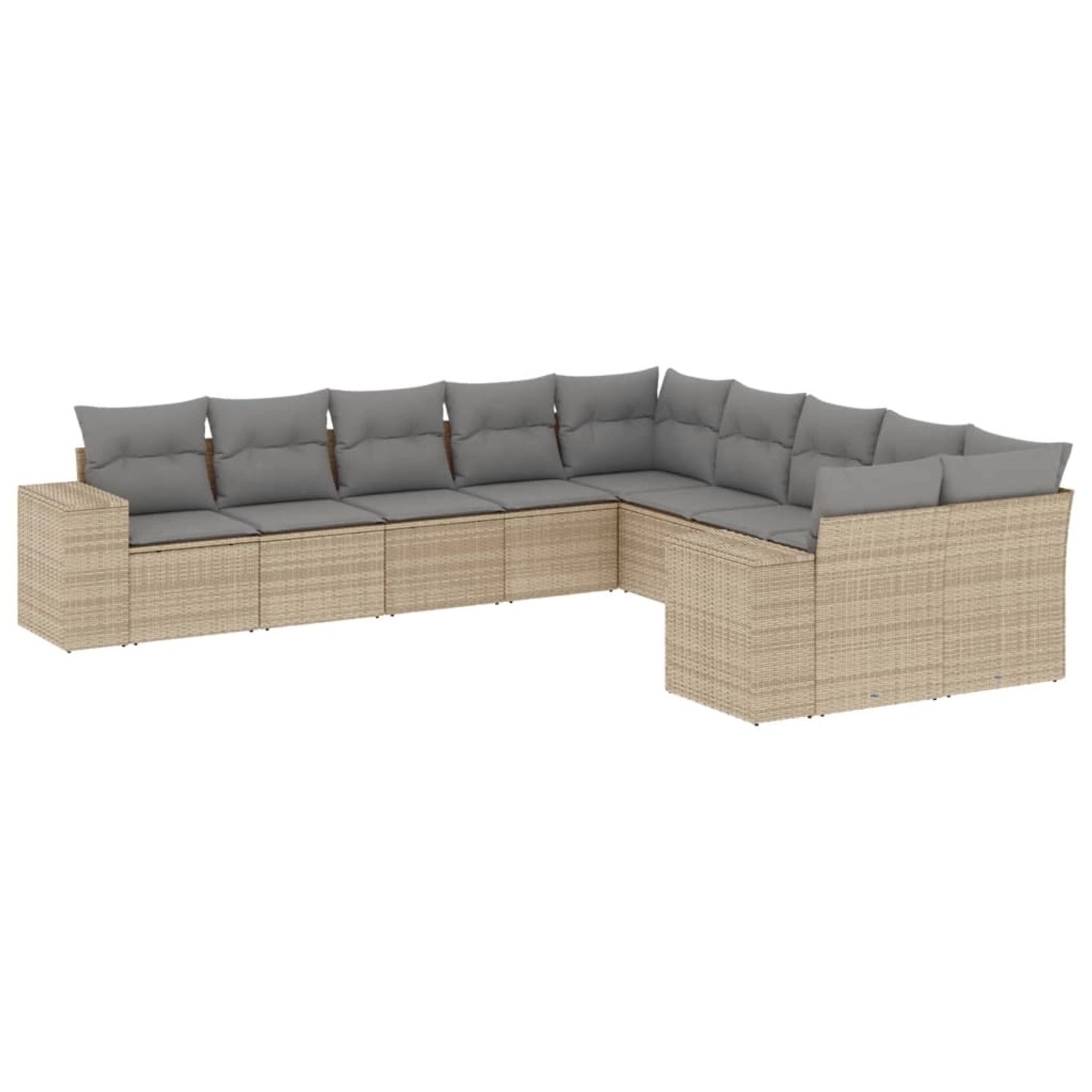 vidaXL 10-Tlg Garten-Sofagarnitur mit Kissen Beige Poly Rattan 3223108 günstig online kaufen