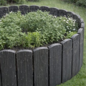 Relaxdays Beeteinfassung Tannenholz Dunkelgrau Flexibel 200 cm x 20 cm