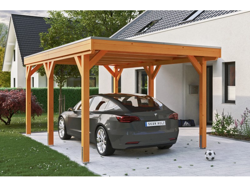 Skan Holz Carport Grunewald 321 cm x 554 cm mit EPDM-Dach Eiche Hell kaufen  bei OBI