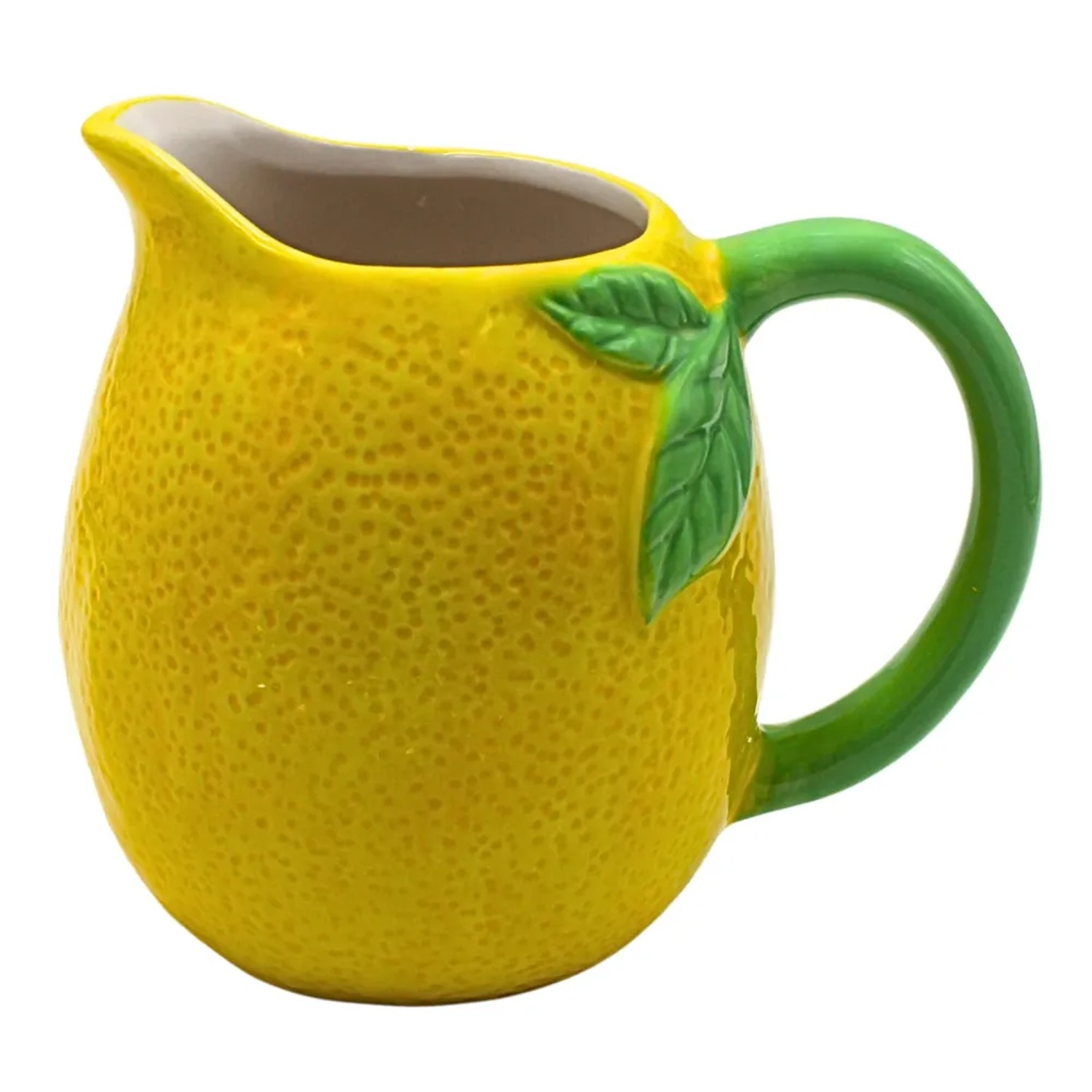 Dekohelden24 Limonadenkrug Kanne Karaffe Wasserkrug Lemonkrug Zitronenkrug Krug Zitrone aus Keramik in Gelb und Grün L/B/H 16 x 18 x 13 cm