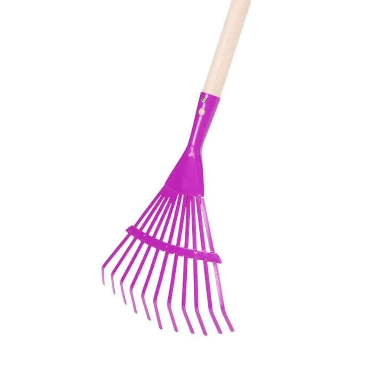 Galaflor Kinderlaubbesen in Violett mit Holzstiel für kleine Gärtner.