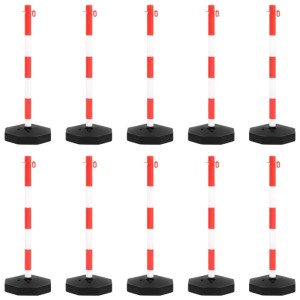 DELUKE Kettenpfosten Set mit 10 rot-weißen Pfosten und 10m Absperrkette.
