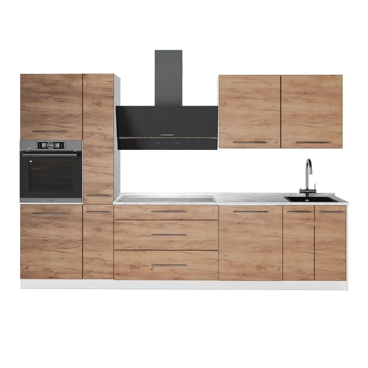 Vicco Küchenzeile Fame-Line Goldkraft Eiche 310 x 207 AP Marmor Art Nr 62952