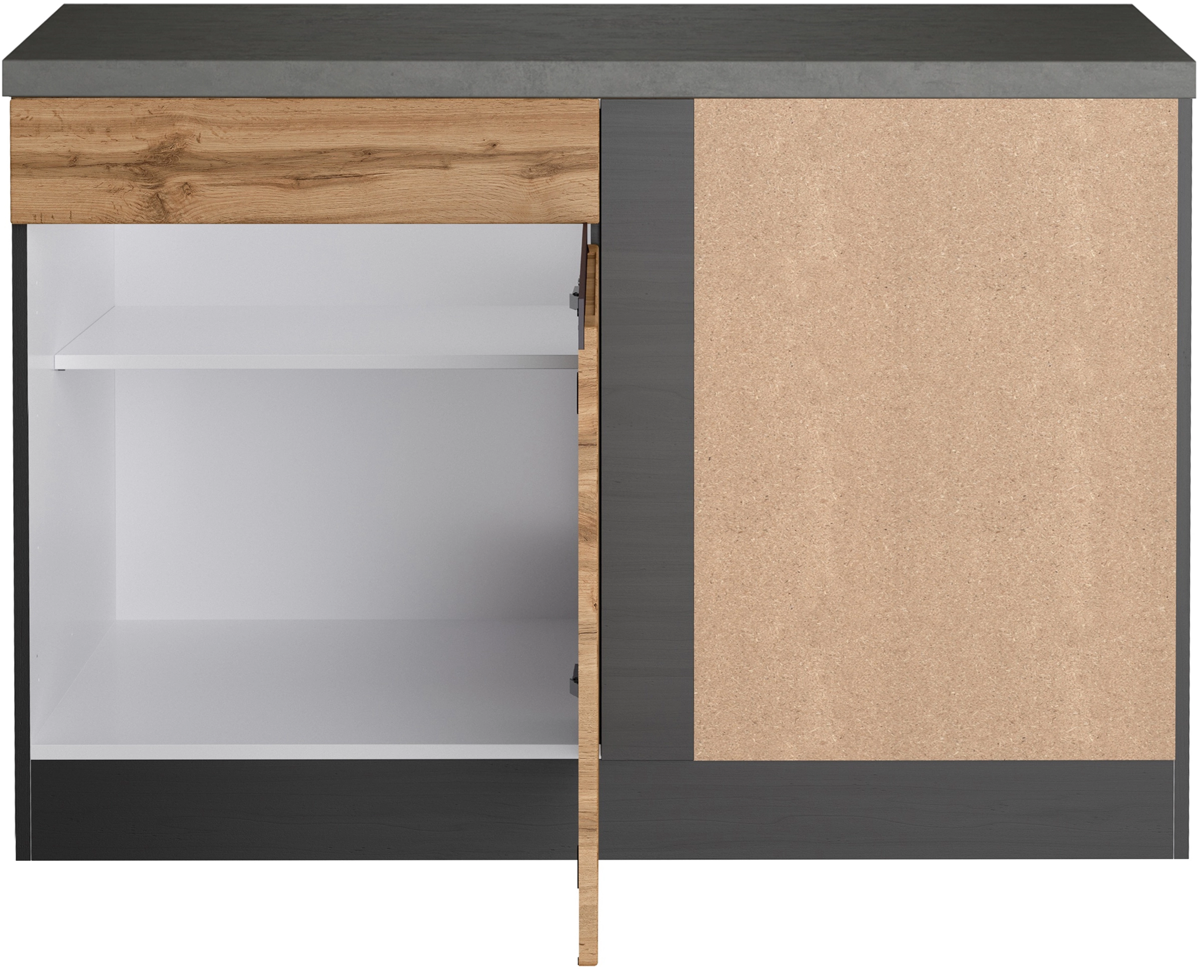 Held Möbel Küchen-Eckschrank OBI 120 cm bei Wotaneiche/Graphit kaufen Turin