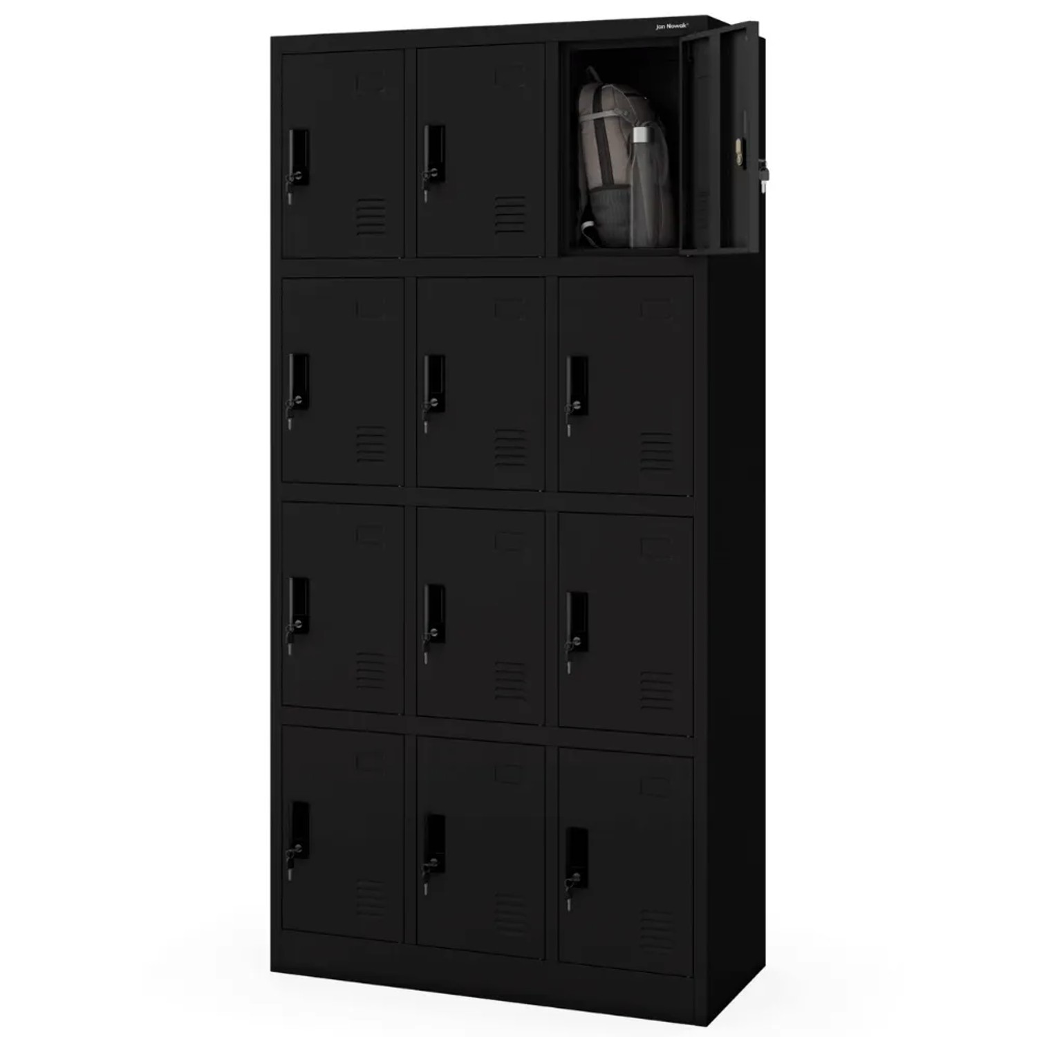 JAN NOWAK Schließfachschrank Spind MARCIN 12 Fächer 185 x 90 x 40 cm Schwarz