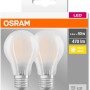 2er Set Osram LED-Leuchtmittel E27 in Glühlampenform, 4W, warmweiß. Ideal für Wohnräume.